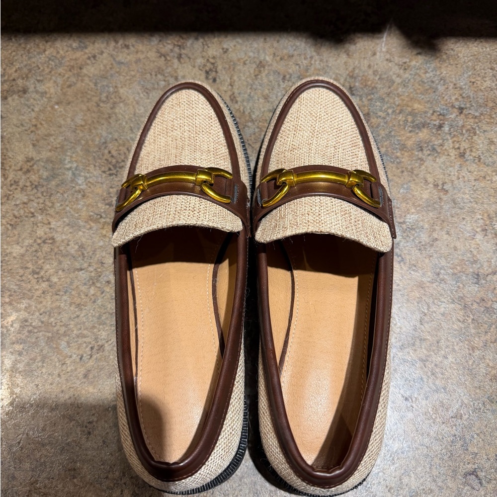 Elegant Brown and Cream Loafers